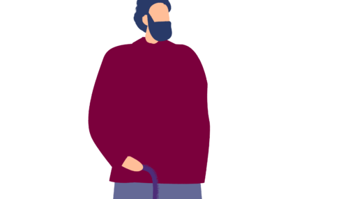 older man illustration with walking stick