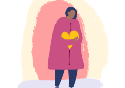 illustration of person holding yellow heart