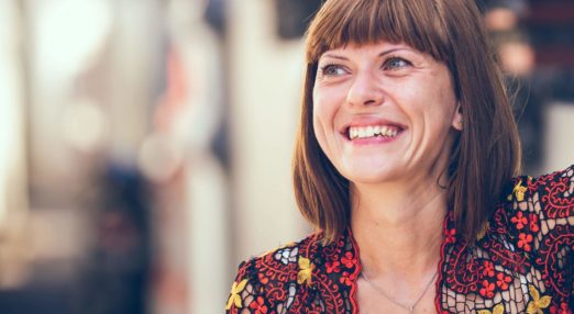 smiling volunteer