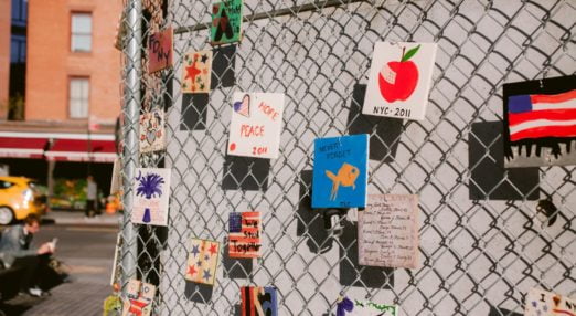 Memorial card wall for 9/11