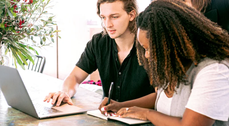 two people training and learning together