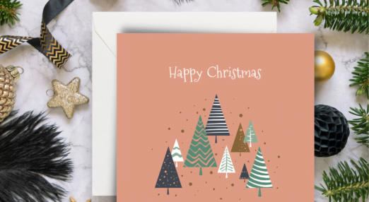 Christmas card with Christmas trees on the front